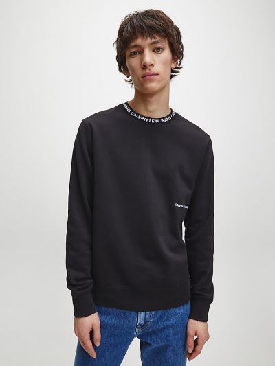 Calvin Klein Ruhák HU586855 | Calvin Klein Logo Collar Férfi Pulóver Fekete
